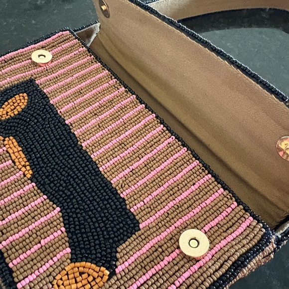 Anthropologie Pink and Black Beaded Shoulder Bag - Picture 5 of 12